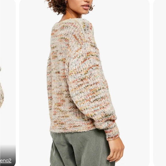 Free People Women’s Vneck Colorful Sweater - Picture 2 of 6